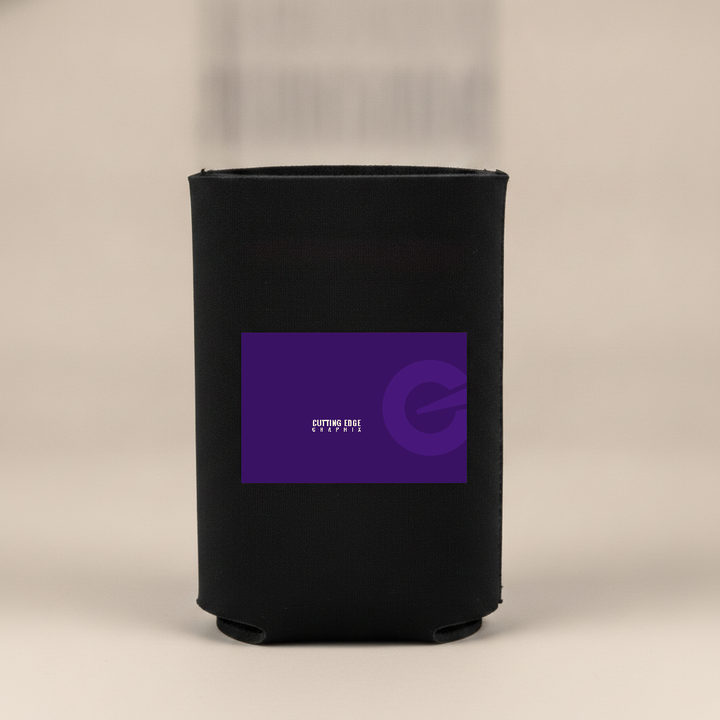 Can koozie with badge crest artwork